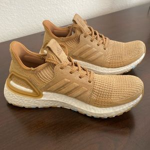 ADIDAS SZ 6.5 MEN/YOUTH OR 8.5 WOMEN TAN/BROWN ATHLETIC SHOES